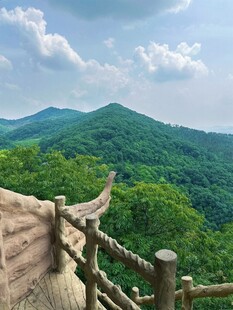 山间观景台赏葱郁青山