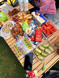 户外野餐美食丰富场景