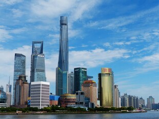 上海陆家嘴现代都市天际线