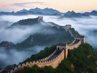 壮丽长城云海间美景