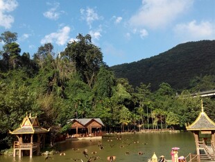 湖畔中式亭阁山水美景