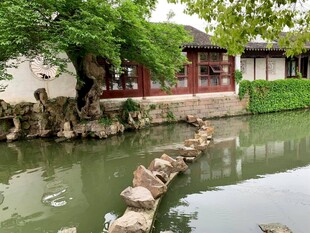 江南水乡庭院池塘景致