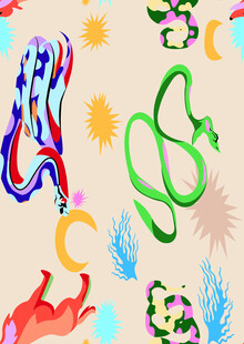 多彩抽象海洋元素插画