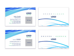 蓝白简约风格名片设计