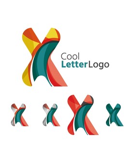 多彩字母X创意标志设计