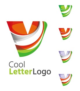 多彩字母V标志设计
