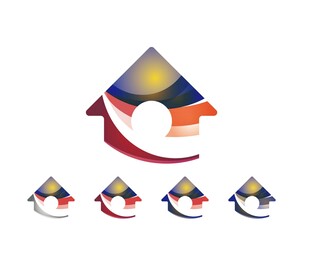 多彩几何房屋标志设计