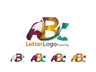 多彩字母AB标志设计