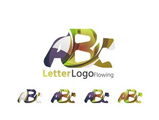 多彩字母AB标志设计