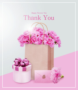 粉色花卉礼盒感恩场景