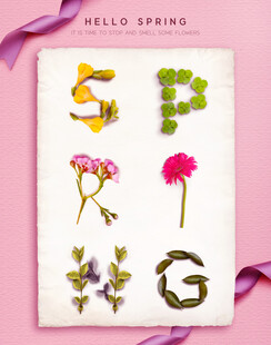 春天花卉字母装饰图案