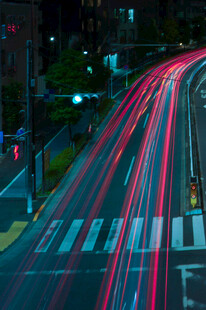 城市道路夜间车流光影