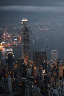 香港繁华都市夜景俯瞰