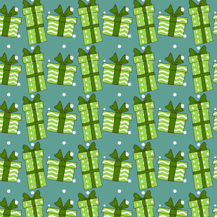 绿色圣诞礼盒图案背景图片