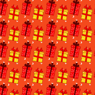 红黄色礼盒图案背景图片