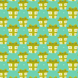 绿色星星礼盒图案背景图片