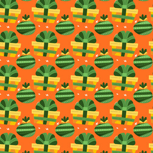 黄色圣诞礼盒图案背景图片