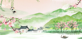 春日山水诗意画卷