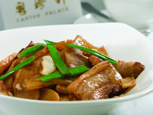 蒜苗菜脯炒五花肉元例