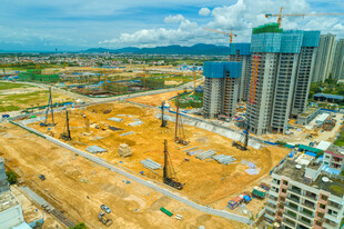 城市建筑施工现场鸟瞰