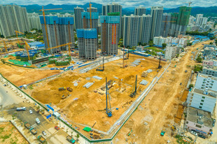 城市在建工地俯瞰景象