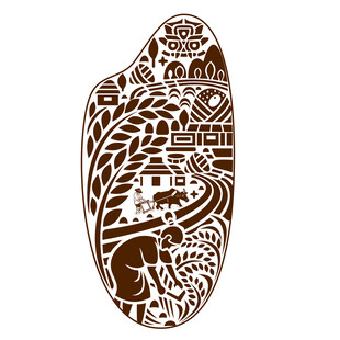 礼盒插画纹理村落图案线条