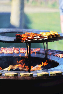 户外烧烤架上的美味烤制