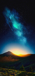 壮丽星空下的山峦美景