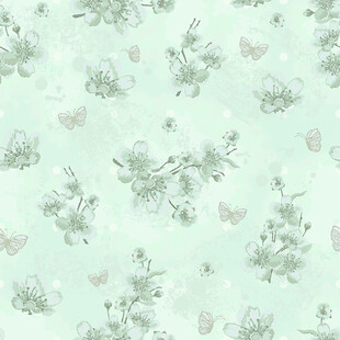 浅绿色花卉蝴蝶图案背景