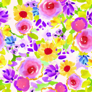 缤纷水彩花卉图案