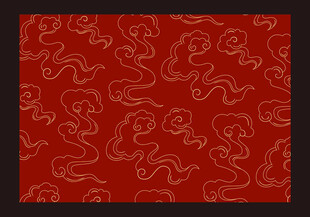 红色底纹龙纹中式图案