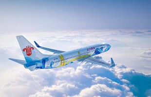 彩绘飞机翱翔于云海之上