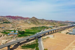 沙漠中高架桥景观
