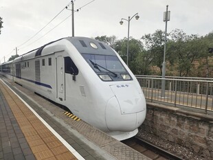 高速动车组停靠在站台