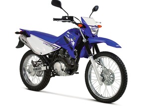 蓝色越野摩托车特写