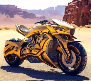 炫酷黄色未来感摩托车