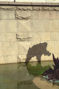 莫斯科墙上恐龙影子景观