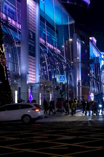 莫斯科城市夜景繁华街道景象