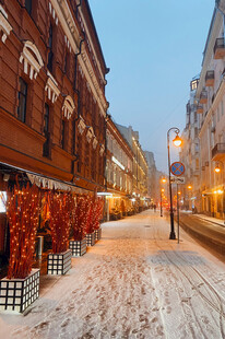 冬日雪后欧洲街道景致