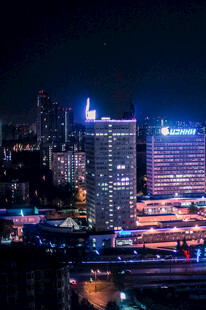 莫斯科城市璀璨夜景俯瞰图