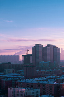 莫斯科城市黄昏天际线景观