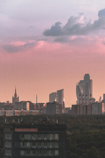 莫斯科城市黄昏天际线美景