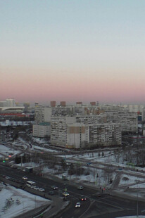 冬日城市黄昏景象