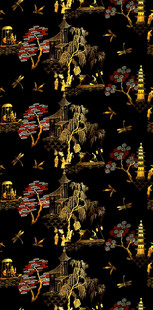 黑金花卉图案精美织物纹理