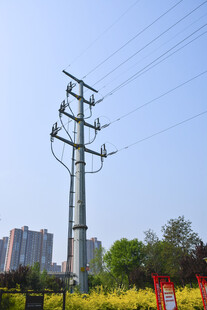 户外电线杆与城市景观