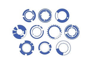 蓝色齿轮旋转科技图标集合