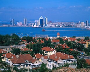海滨城市风光俯瞰图