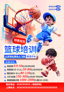 儿童篮球培训招生海报