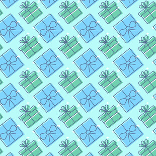 蓝绿色礼盒矢量图案背景