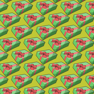 绿色礼盒矢量图案背景